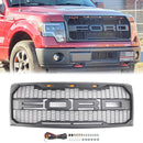 Ford F150 | Parrilla estilo Raptor | 2009-2014 | Con luz LED | Parachoques delantero | Parrilla tipo panal en negro mate, negro brillante y gris-24