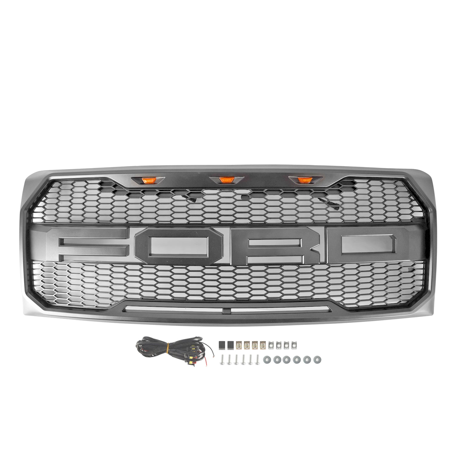 Ford F150 | Calandre de style Raptor | 2009-2014 | Avec éclairage LED | Pare-chocs avant | Calandre en nid d'abeille noir mat / noir brillant / gris