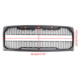 2009-2014 Ford F150 Raptor Style calandre de pare-chocs avant noir mat gril en nid d'abeille de remplacement avec LED + lettre FORD - 0