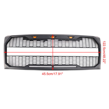 Calandre de Style Raptor pour Ford F150 2009 – 2014, grille de remplacement de pare-chocs avant noir mat avec LED  &  lettre FORD - 0