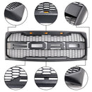 2009-2014 Ford F150 Raptor Style Front Bumper Grille Matte Black Replacement Honeycomb Grill With LED-6