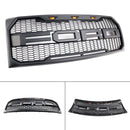 2009-2014 Ford F150 Raptor Style Front Bumper Grille Matte Black Replacement Honeycomb Grill With LED-7