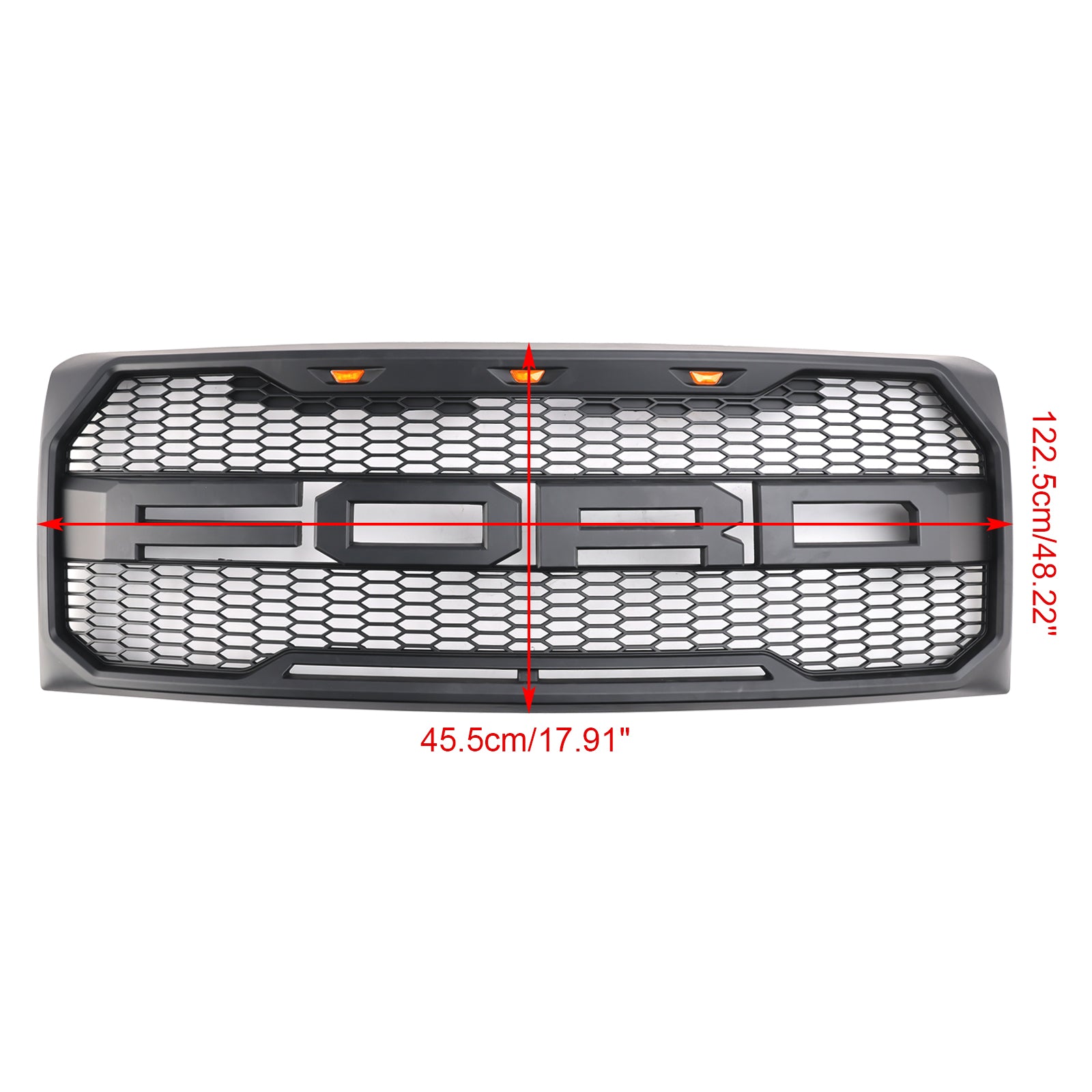 2009-2014 Ford F150 XLT/Lariat/King Ranch/FX4 Raptor Style Front Bumper Grille Matte Black Grill With LED - 0