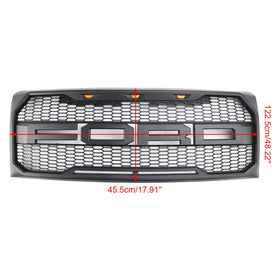 Grille de pare-chocs avant de style Ford F150 Raptor 2009 – 2014, grille en nid d'abeille de remplacement noir mat avec LED - 0