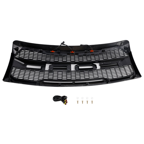 Parrilla de repuesto negra brillante para parachoques delantero estilo Raptor Ford F150 2009-2014 con LED