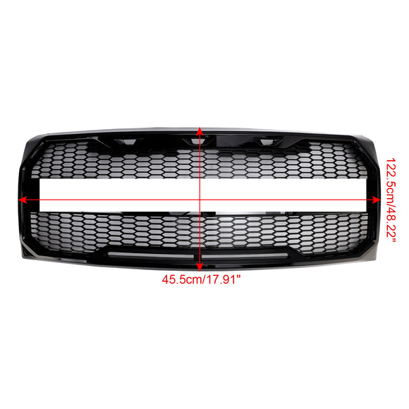 Ford F150 | Kühlergrill im Raptor-Stil | 2009-2014 | Mit LED-Licht | Frontstoßstange | Mattes Schwarz/Glänzendes Schwarz/Grauer Wabengrill + FORD-Schriftzug
