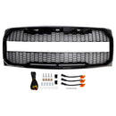 Griglia di ricambio nera lucida per paraurti anteriore Ford F150 Raptor Style 2009-2014 con LED + lettera FORD-1