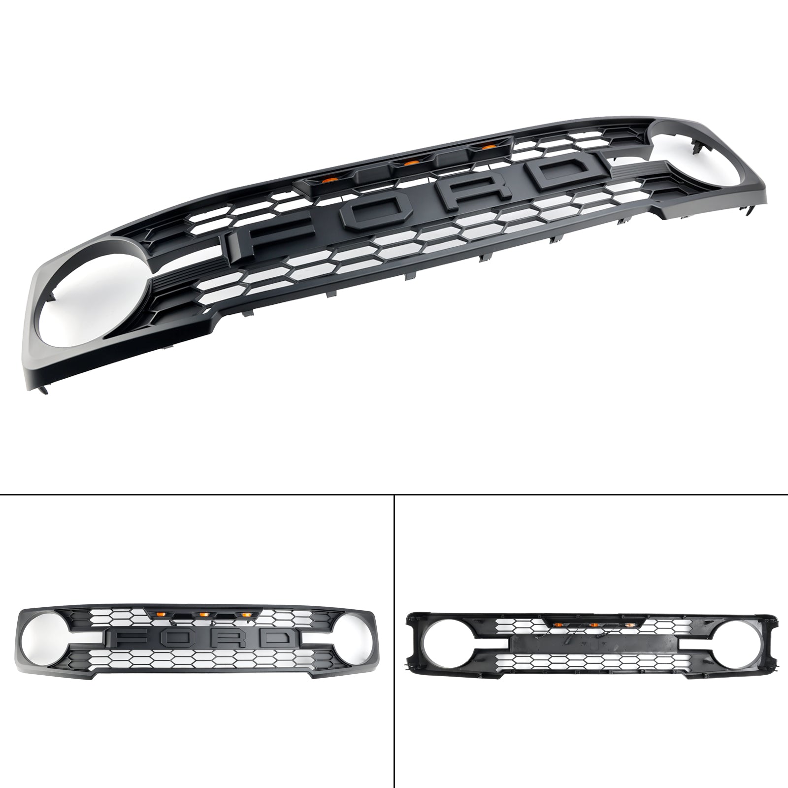 Reemplazo de parrilla de parachoques delantero con luz LED para Ford Bronco 2021-2023, rejilla negra mate