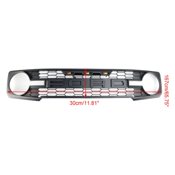 Ford Bronco 2021-2023 con griglia sostitutiva per paraurti anteriore con luce a LED, griglia nera opaca
