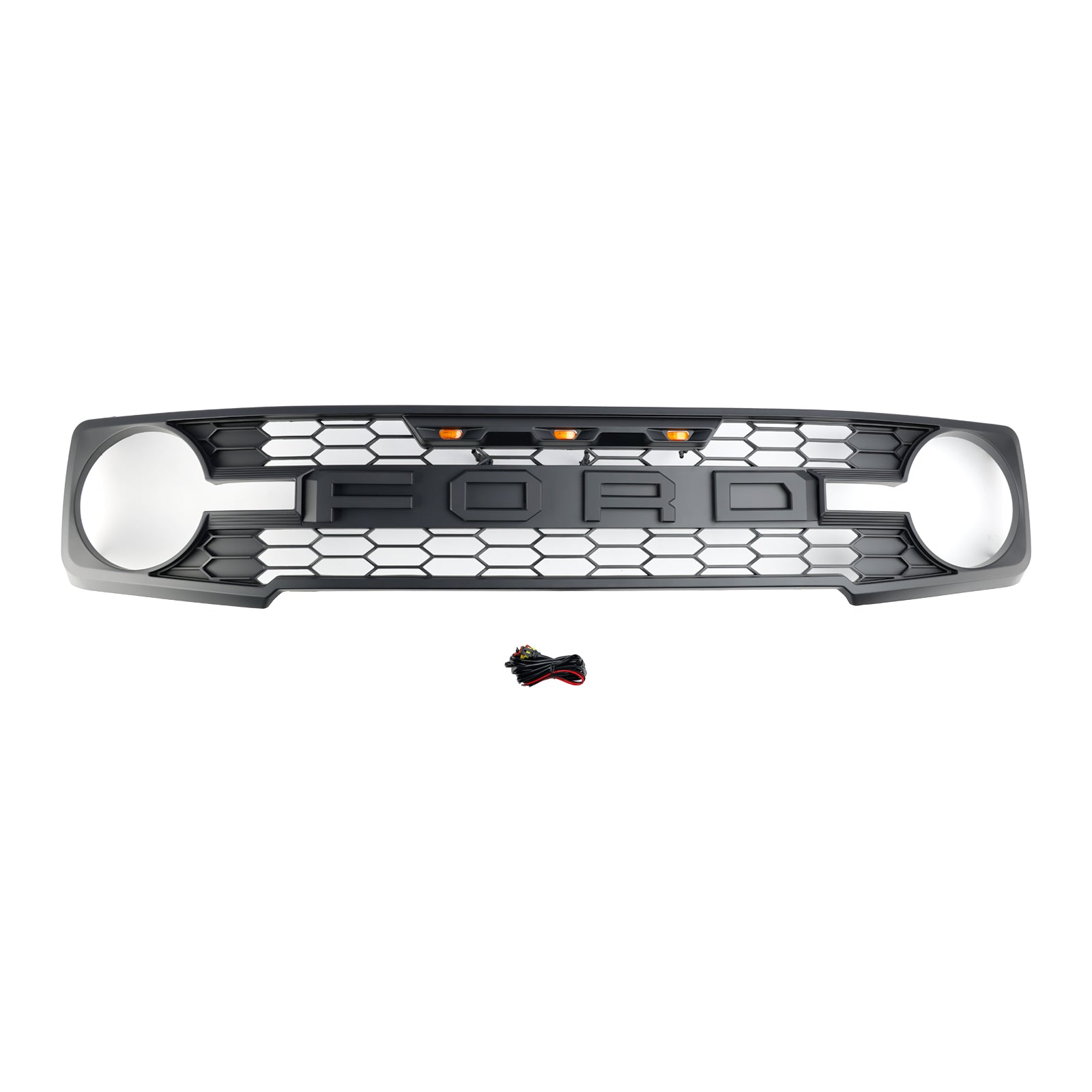 2021-2023 Ford Bronco With Led Light Front Bumper Grill Replacement Matte Black Grille