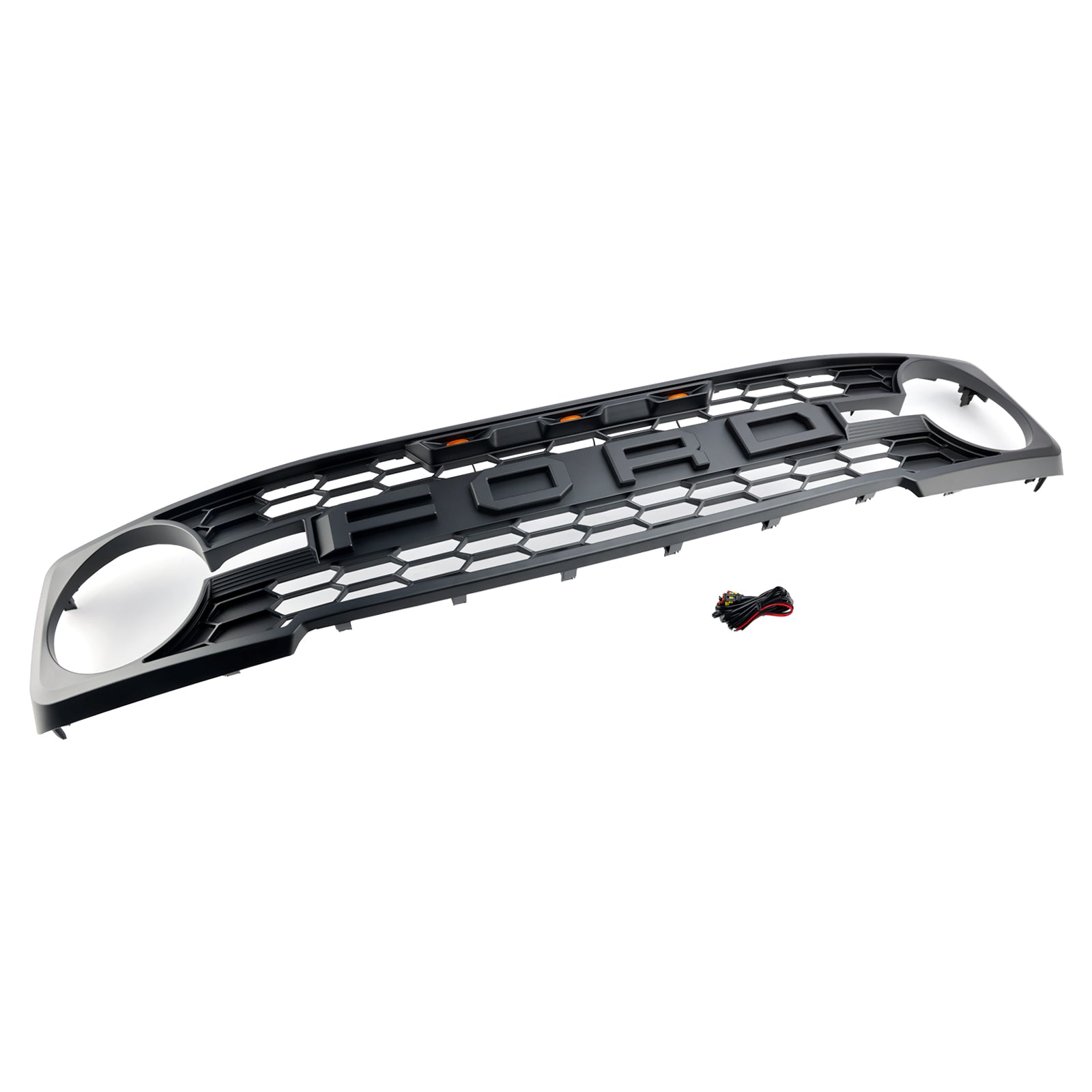 Grille de pare-chocs avant de remplacement pour Ford Bronco 2021-2023 avec éclairage LED Grille noire mate