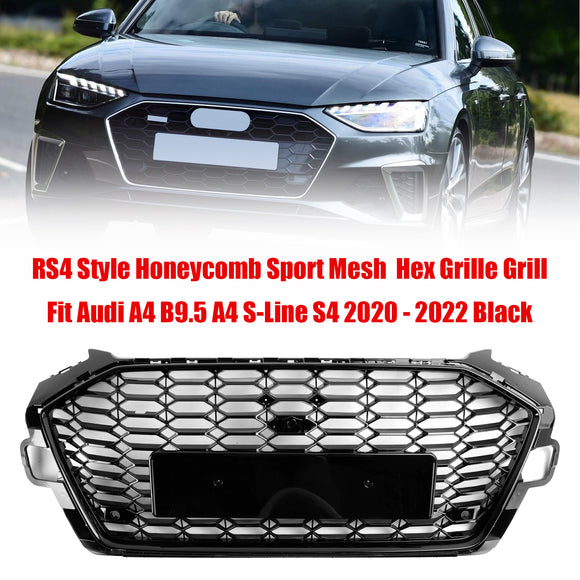 Audi A4 B9.5 A4 S-Line S4 2020-2023 RS4 Style Front Bumper Grill Replacement Black Grille