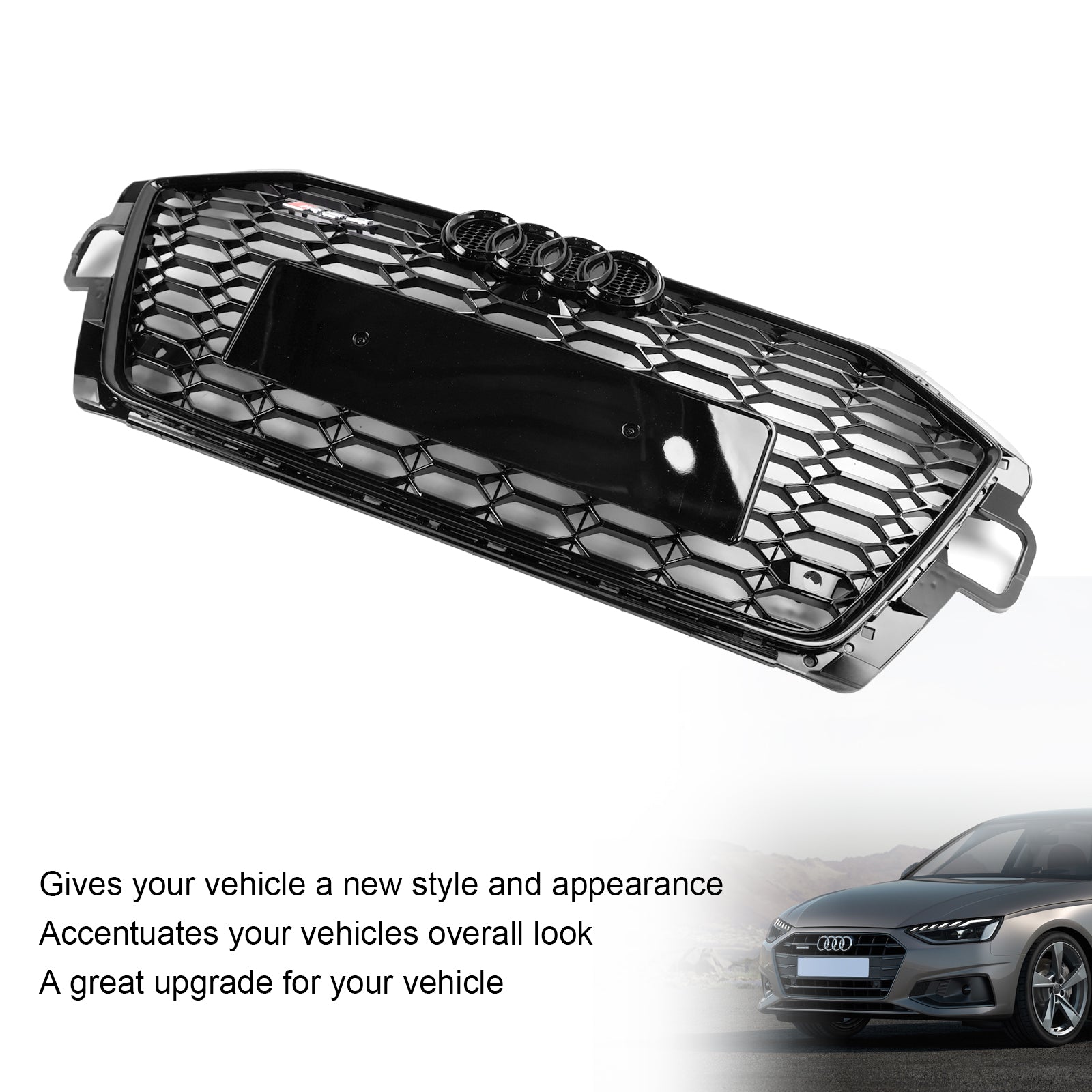 Grille de pare-chocs avant de remplacement de style RS4 Audi A4 B9.5 A4 S-Line S4 2020-2022 Grille noire