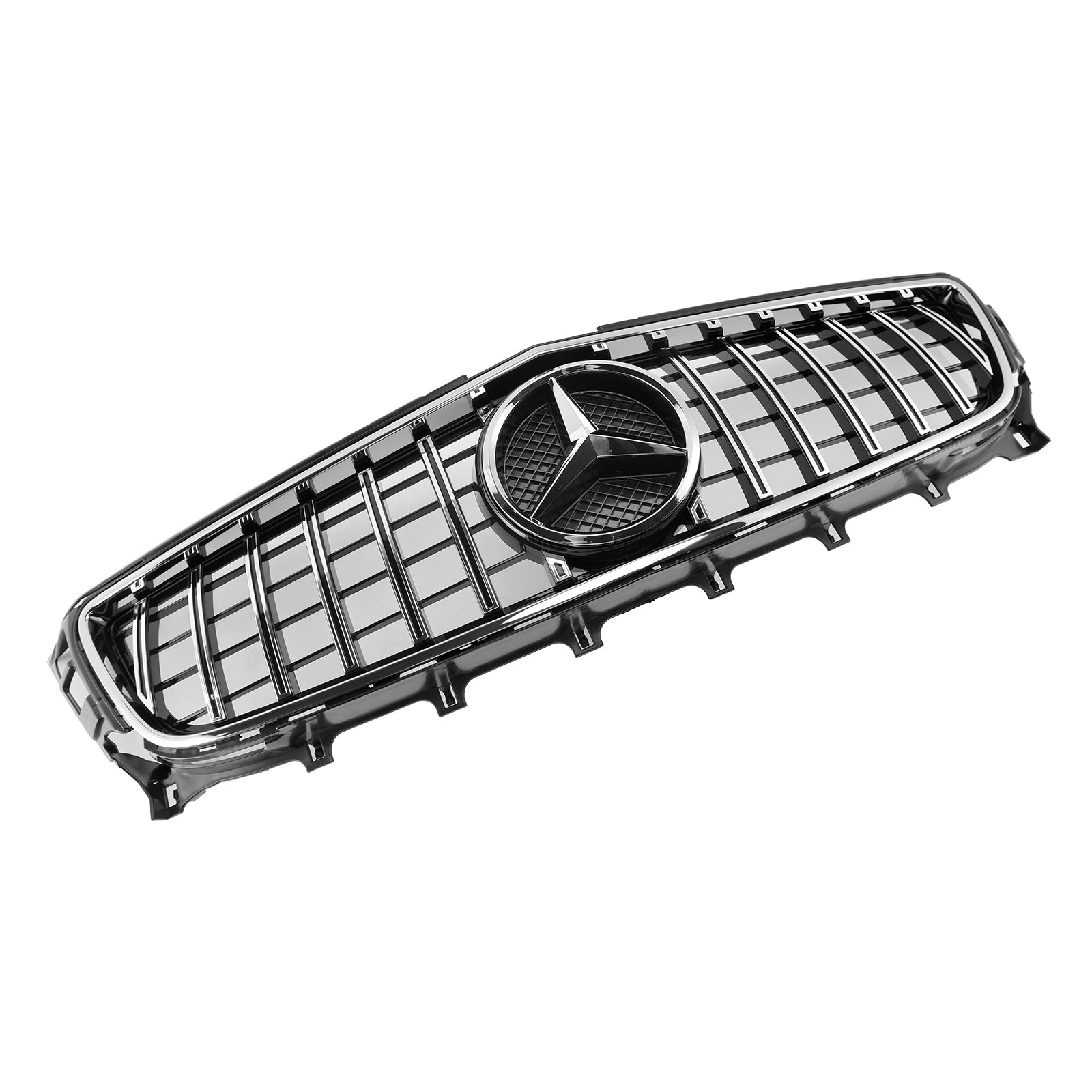Kühlergrill im GTR-Stil für Mercedes Benz CLS-Klasse W218 C218 X218 2011-2014 Oberer Stoßfänger-Chromgrill mit Emblem