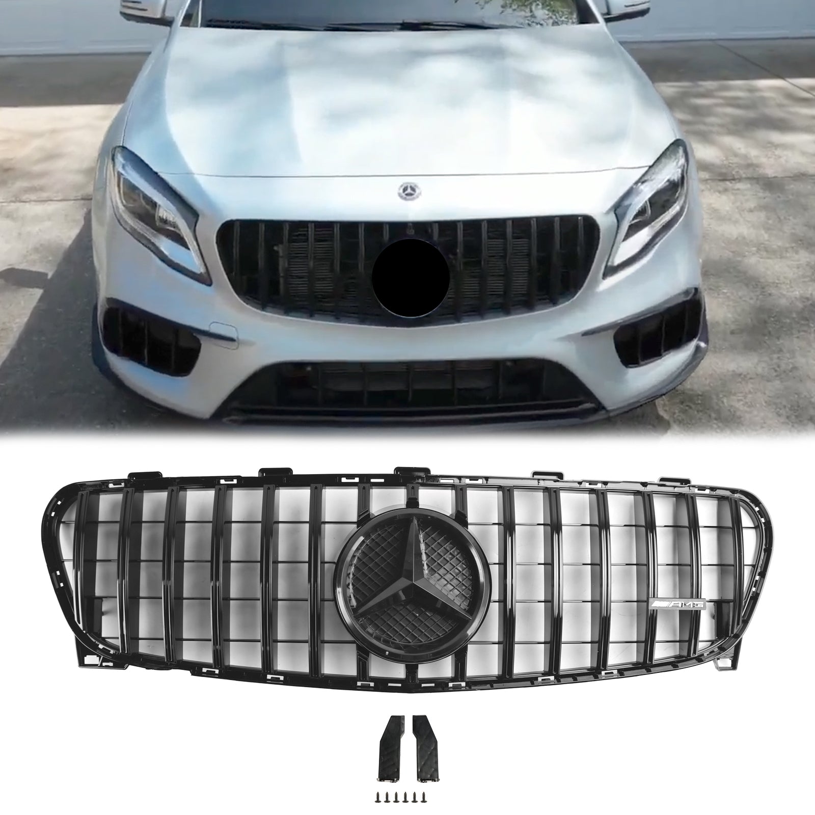 Parrilla delantera negra de repuesto para Mercedes Benz Clase GLA W156 X156 GLA180/200/220/45 2017-2019 Facelift