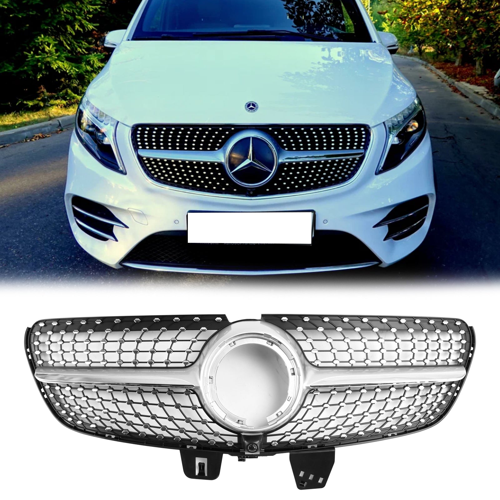 Reemplazo de parrilla delantera superior estilo diamante/GT para Mercedes Benz Clase V 2019-2023 W447