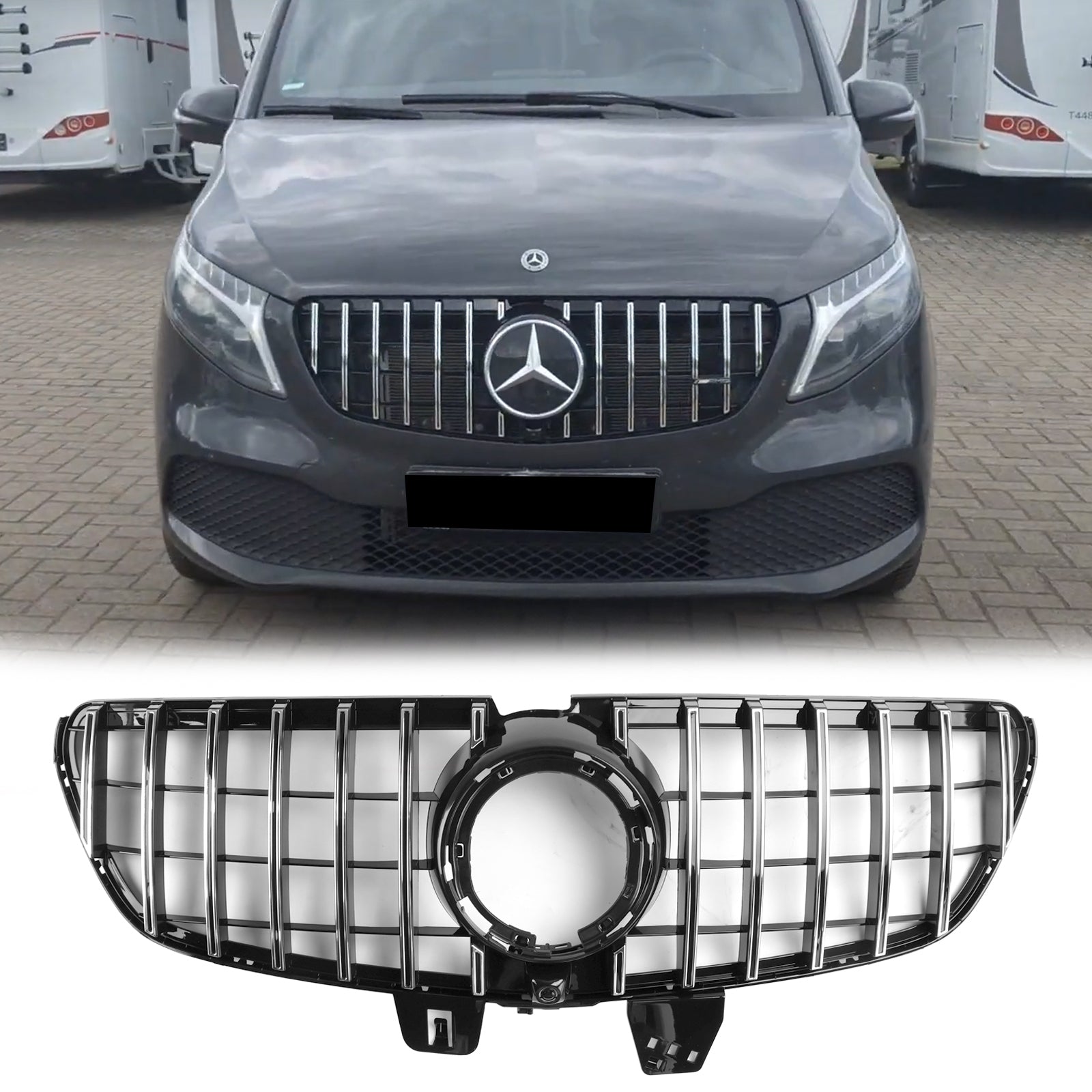 Grille supérieure de pare-chocs avant de style AMG pour Mercedes Benz Classe V W447 V220d/250d/300d/250 2019.4-2023