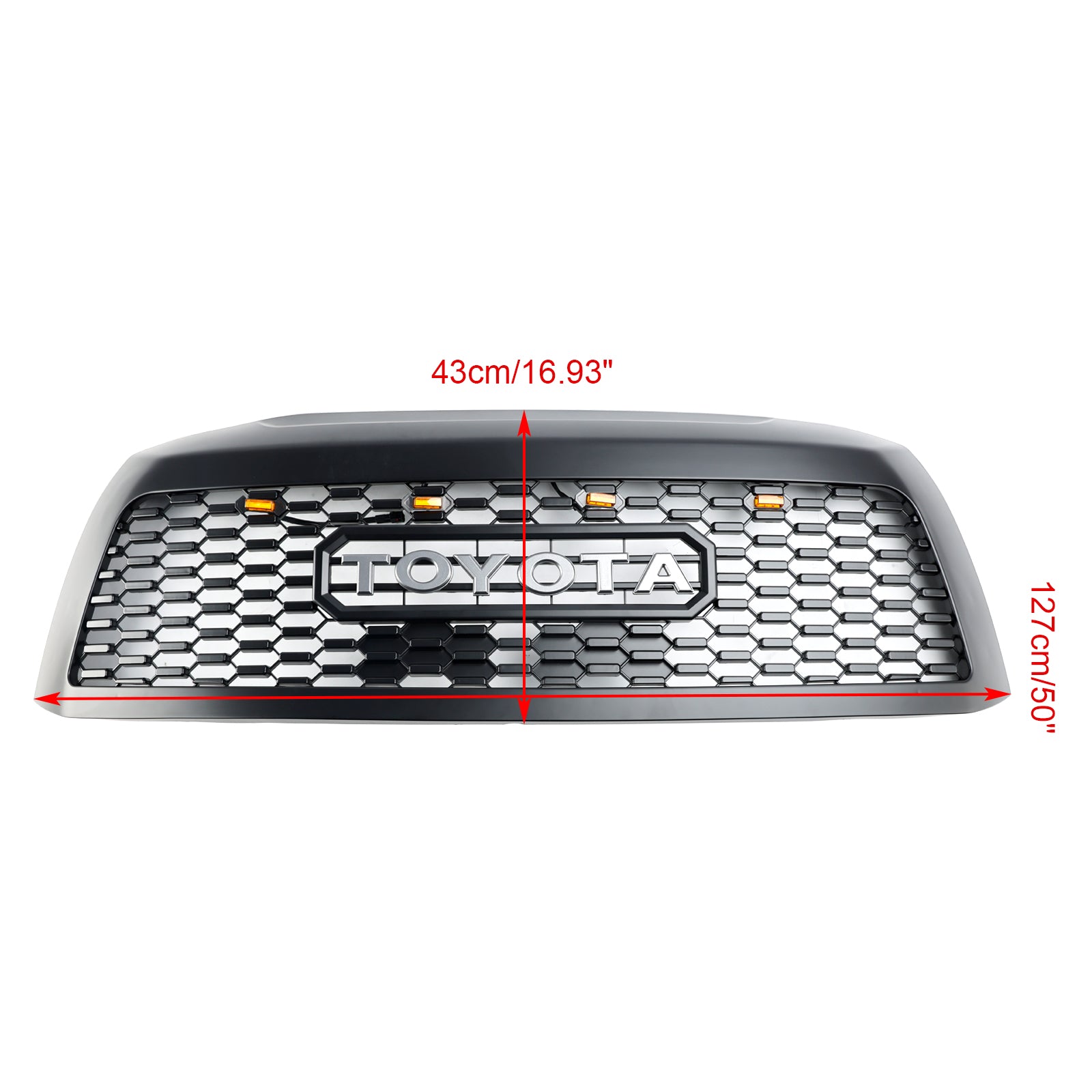 Parrilla delantera para Toyota Sequoia 2008-2018, color negro mate, con luces LED - 0