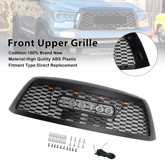 TRD PRO Style Kühlergrill für Toyota Sequoia 2008–2018, Frontstoßstange, schwarzer Ersatzgrill mit LED-Licht
