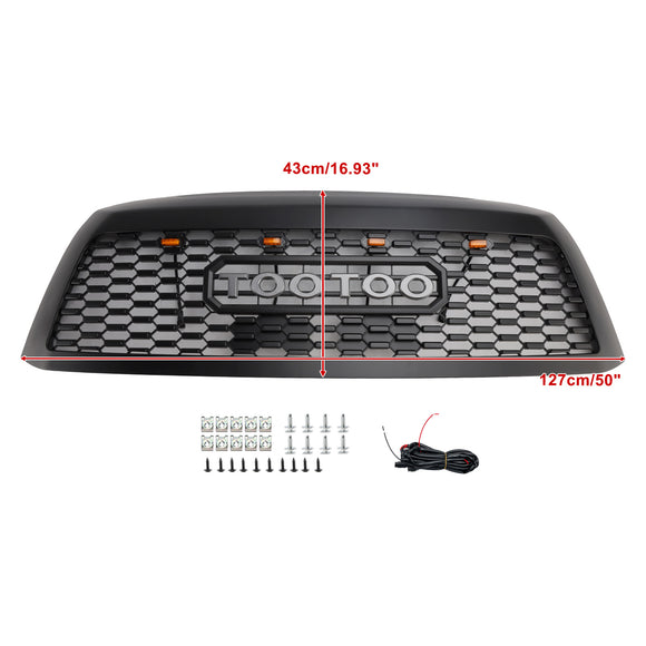 TRD PRO Style Kühlergrill für Toyota Sequoia 2008–2018, Frontstoßstange, schwarzer Ersatzgrill mit LED-Licht