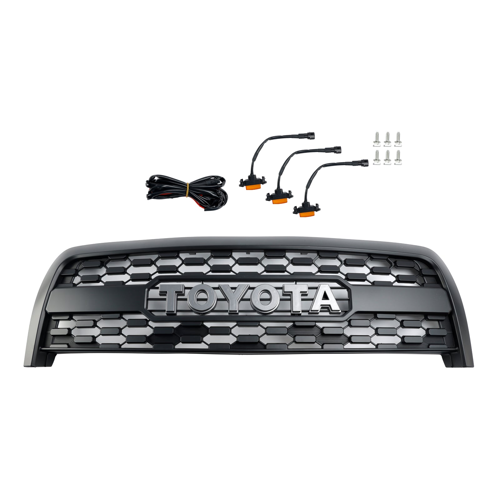 Grille de pare-chocs avant de remplacement de style TRD PRO pour Toyota Tundra 2003-2006 Grille noire mate avec éclairage LED