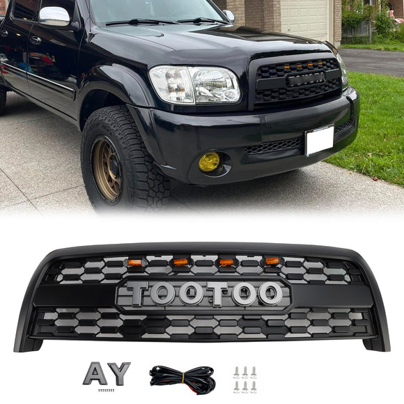 Reemplazo de parrilla de parachoques delantero estilo Toyota Tundra TRD PRO 2003-2006, rejilla negra mate con luz LED