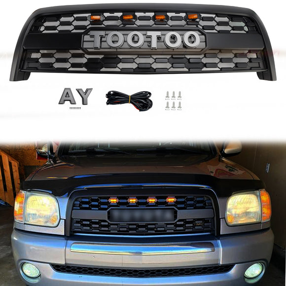 Reemplazo de parrilla de parachoques delantero estilo Toyota Tundra TRD PRO 2003-2006, rejilla negra mate con luz LED
