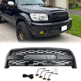2003-2006 Toyota Tundra TRD PRO Style Front Bumper Grill Replacement Matte Black Grille W/ LED Light