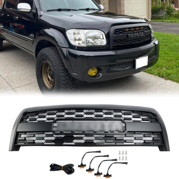 2003-2006 Toyota Tundra TRD PRO-stijl voorbumpergrillvervanging matzwarte grille met LED-licht