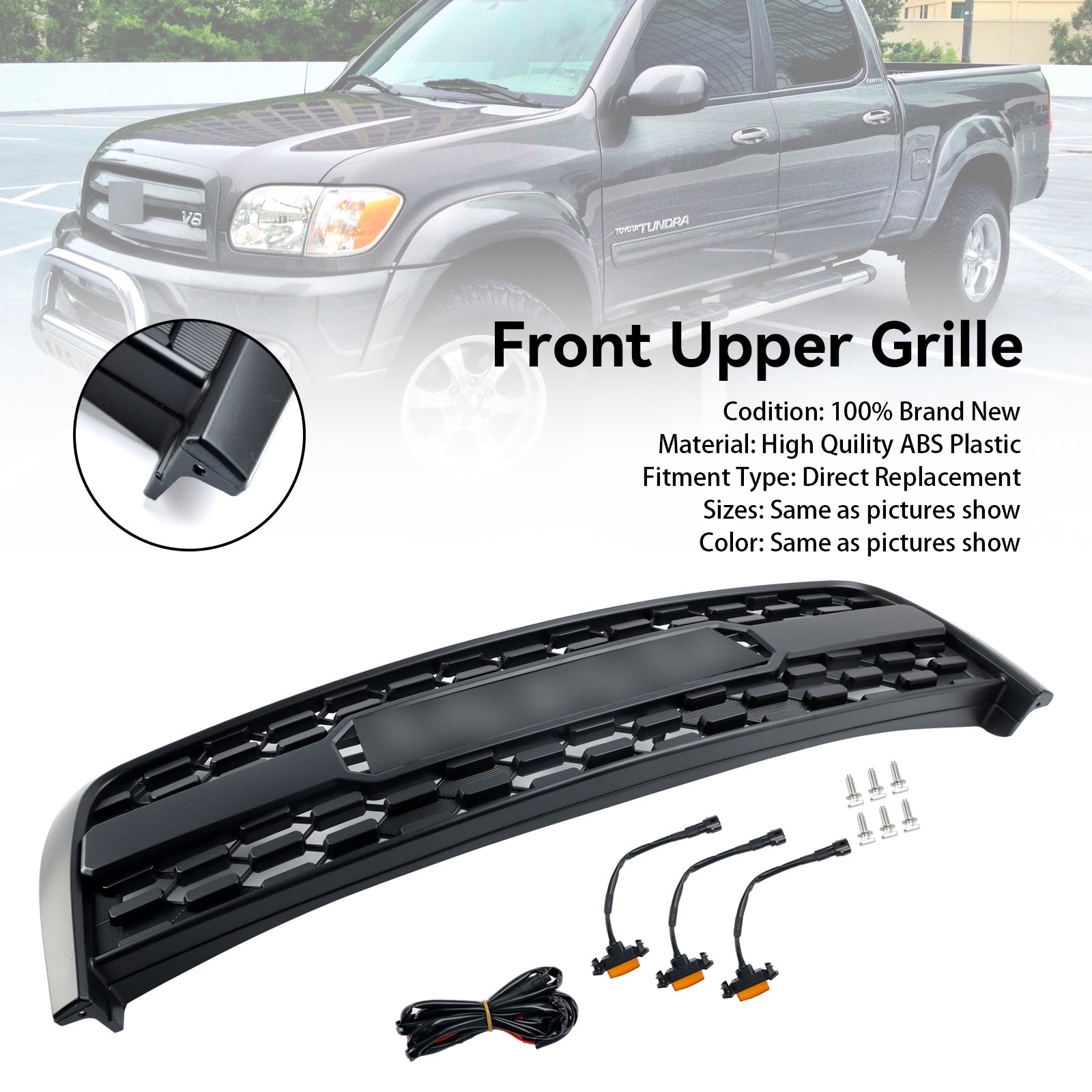2003-2006 Toyota Tundra TRD Pro Style Front Stoßstange Grill Ersatzmattschwarzer Kühlergrill mit LED-Licht