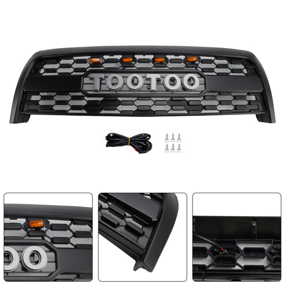 Reemplazo de parrilla de parachoques delantero estilo Toyota Tundra TRD PRO 2003-2006, rejilla negra mate con luz LED