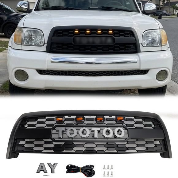 2003-2006 Toyota Tundra TRD PRO Style Front Bumper Grill Replacement Matte Black Grille W/ LED Light