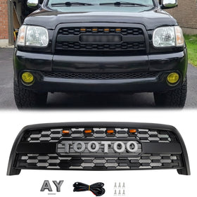 2003-2006 Toyota Tundra TRD PRO Style Front Bumper Grill Replacement Matte Black Grille W/ LED Light