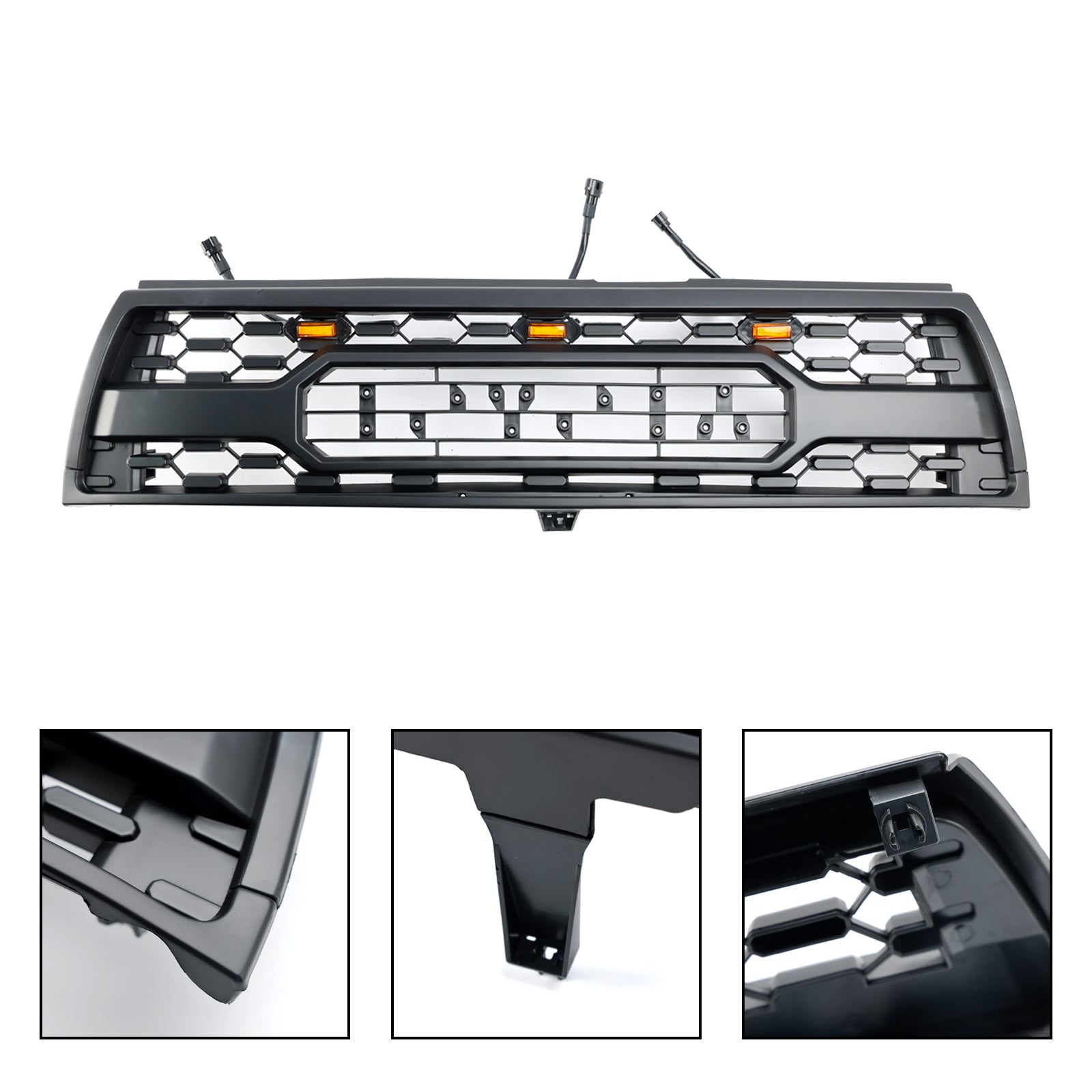 Grille de pare-chocs avant de remplacement pour Toyota 4Runner 1996-2000 avec éclairage LED Grille noire mate