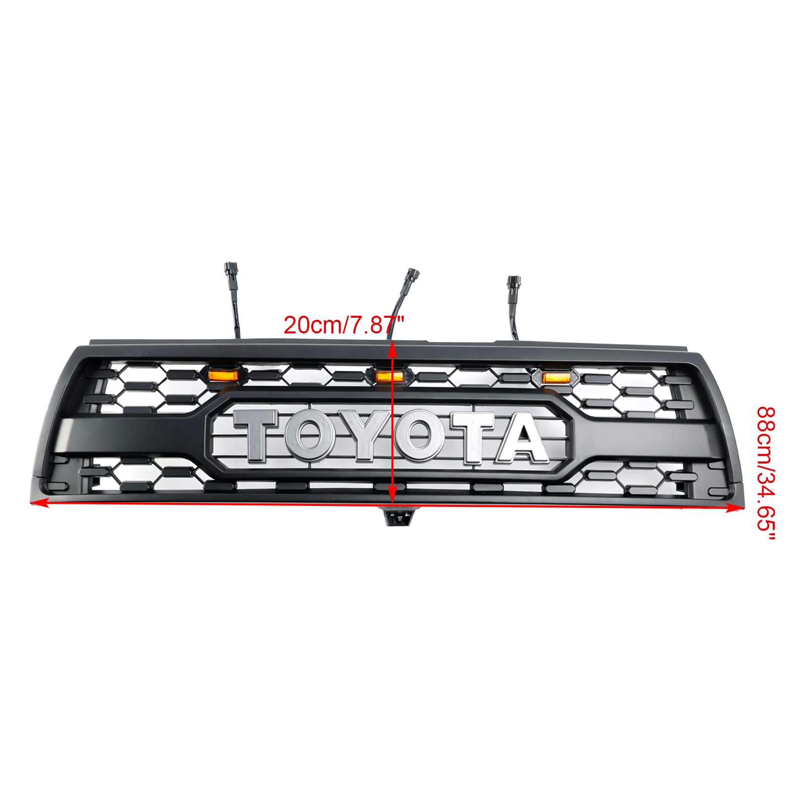 Parrilla delantera estilo TRD PRO para Toyota 4Runner 1996-2000, color negro mate, con luz LED - 0