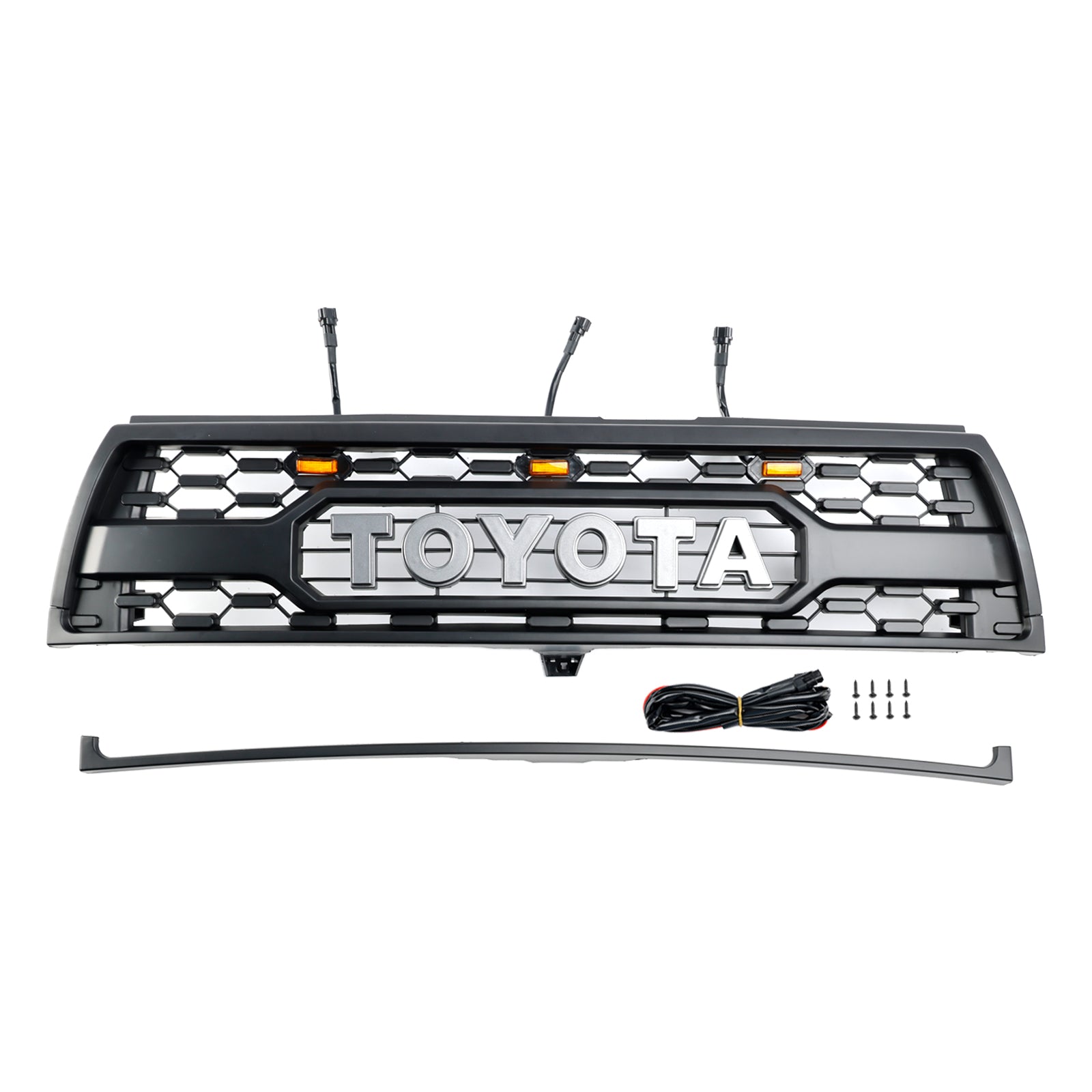 Toyota 4Runner 1996 1997 1998 1999 2000 Front Grill TRD PRO Style Black Replacement Grille With LED Light & Letter