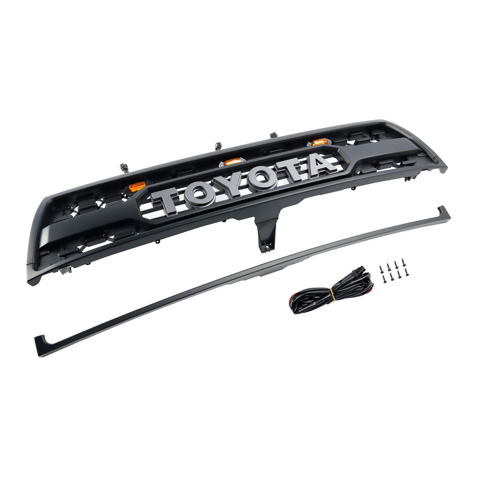 Parrilla delantera estilo TRD PRO para Toyota 4Runner 1996-2000, color negro mate, con luz LED