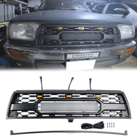 Toyota 4Runner 1996 1997 1998 1999 2000 2001 2002 Frontgrill TRD PRO Style Schwarzer Ersatzgrill mit LED-Licht & FORD-Buchstabe