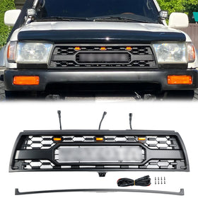 1996-2002 Toyota 4Runner TRD PRO Style Front Bumper Grill Matte Black Grille W/ LED Light