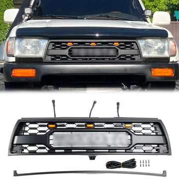 Grade dianteira estilo TRD PRO preta com luzes de LED para Toyota 4Runner 1996-2002. & Carta - 0