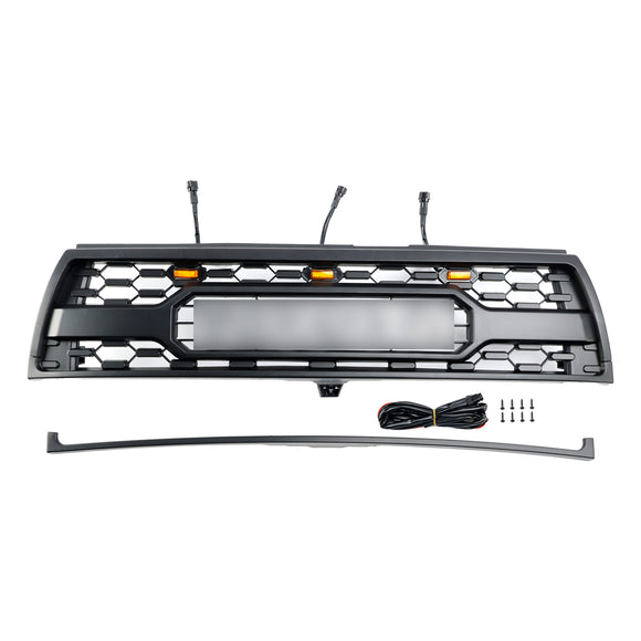 Style TRD PRO |Toyota 4Runner | 1996-2002 | Grille noire mate | Pare-chocs avant | Lumière LED | Grille de remplacement + lettre