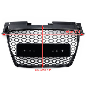 2006-2014 Audi TT /TTS J8 MK2 Honeycomb Front Grill RS Glossy Black Air Intake Radiator Sport Grille - 0