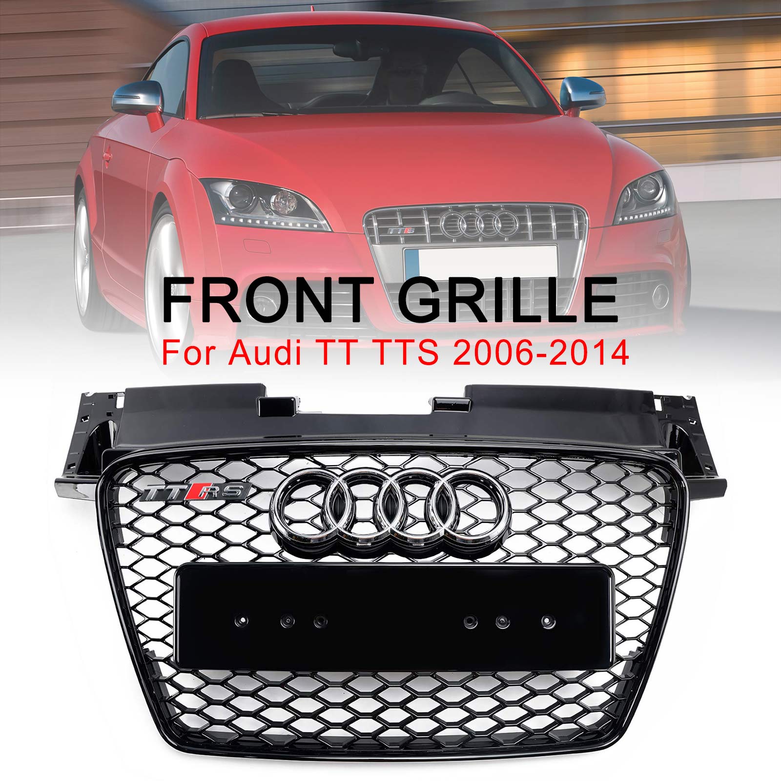 Reemplazo de parrilla delantera tipo panal de abeja estilo RS para Audi TT TTS 2006-2014, color negro