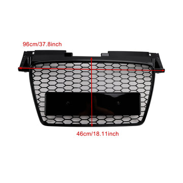 2006-2014 Audi TT /TTS J8 MK2 Honeycomb Front Grill RS Style Gloss Black Upper Bumper Replacement Grille - 0