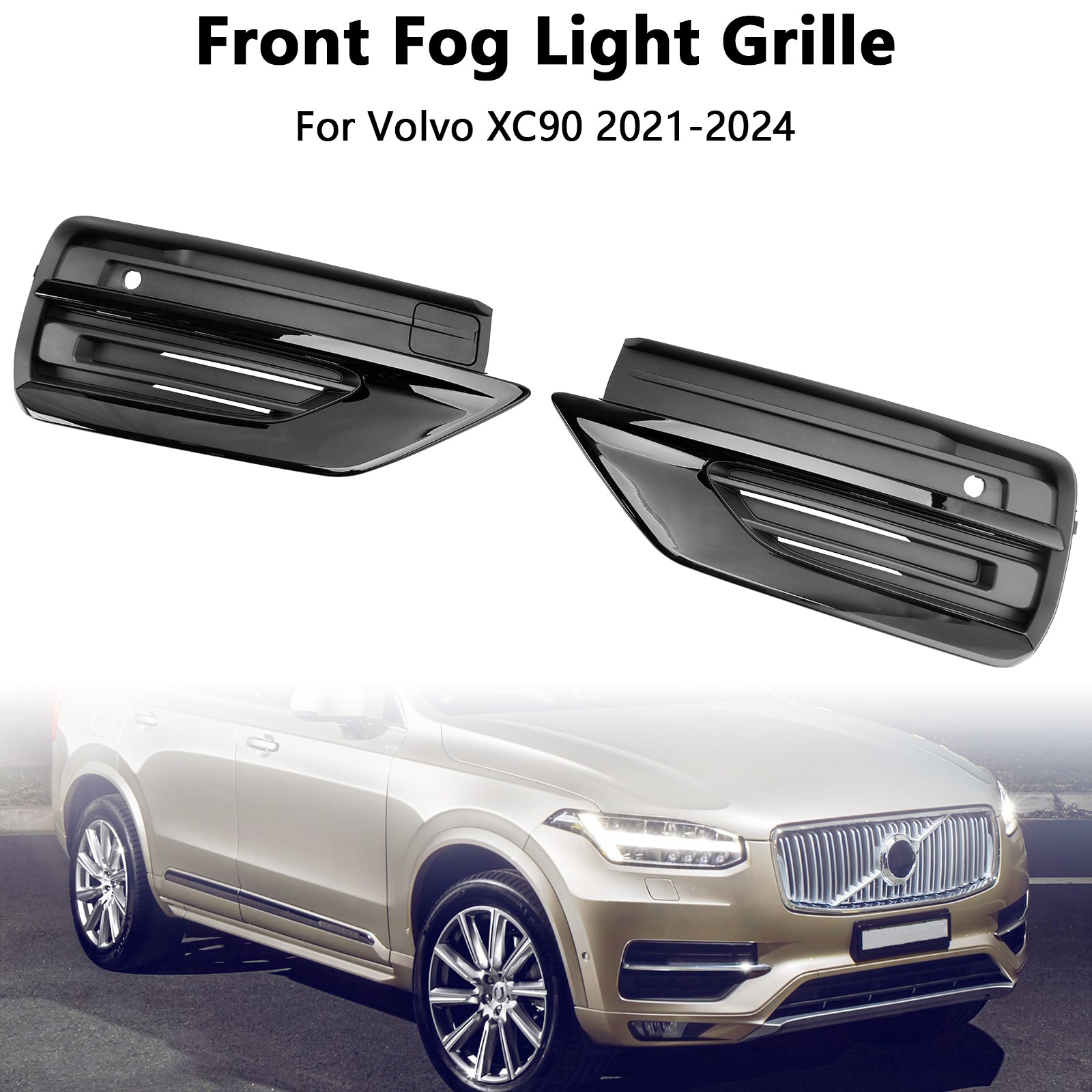 2021-2024 Volvo XC90 2PCS Rejilla de luz antiniebla del parachoques delantero Rejilla de lámpara antiniebla