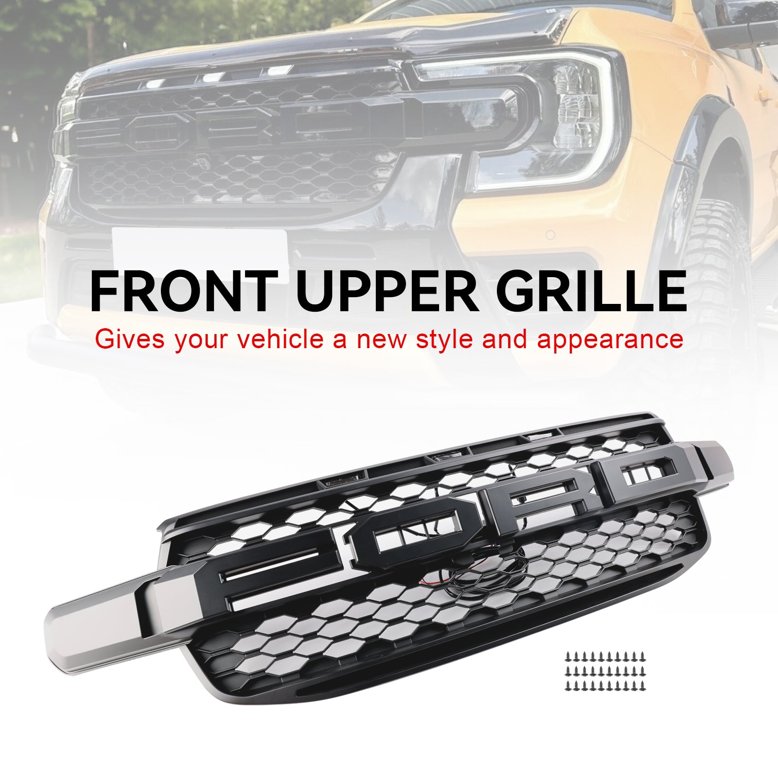 Grille de pare-chocs avant de remplacement pour Ford Ranger Next Gen T9 2023-2024 Grille noire