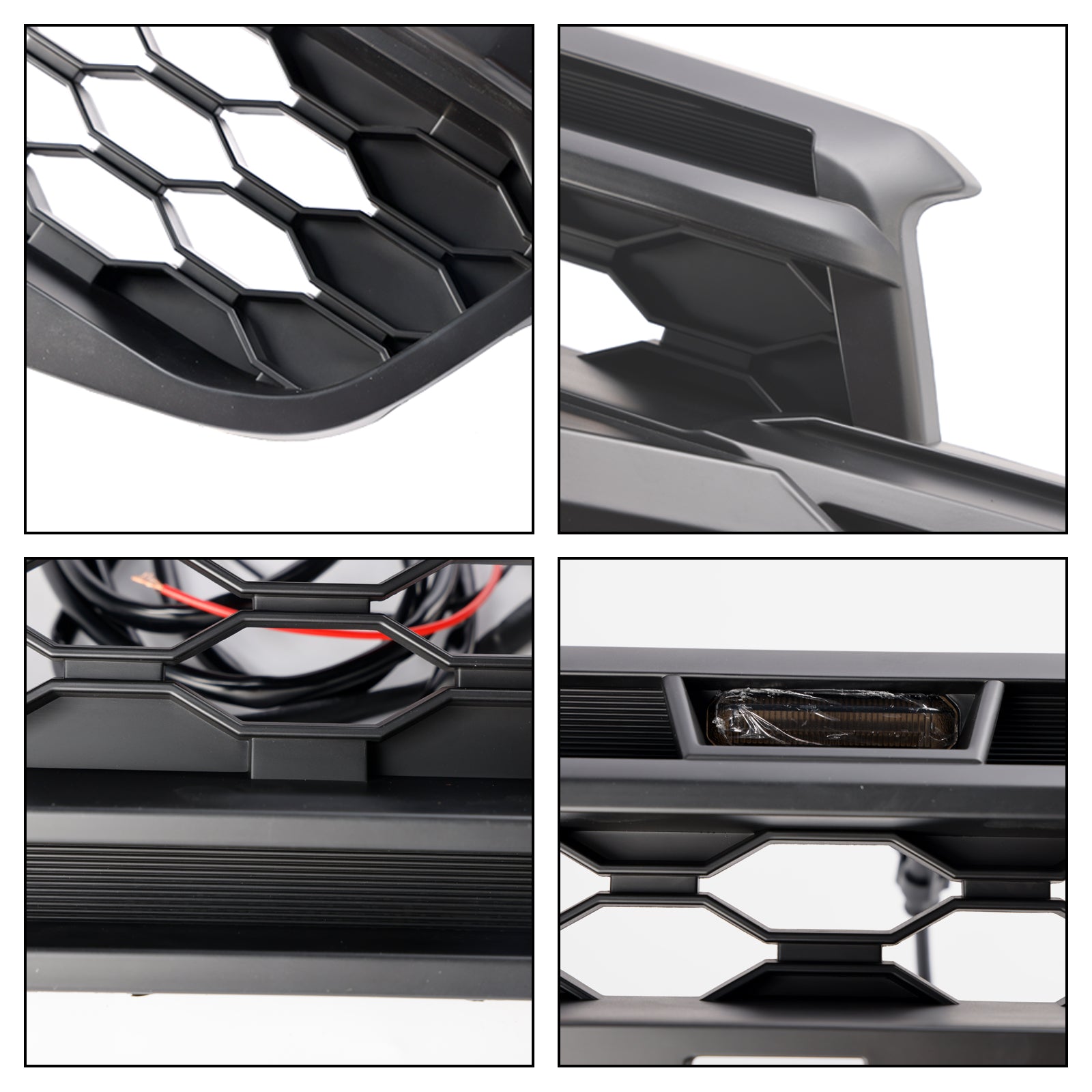 Grille de pare-chocs avant de remplacement de style Raptor Ford Ranger Next Gen T9 2023-2024 Grille noire avec lumière LED blanche