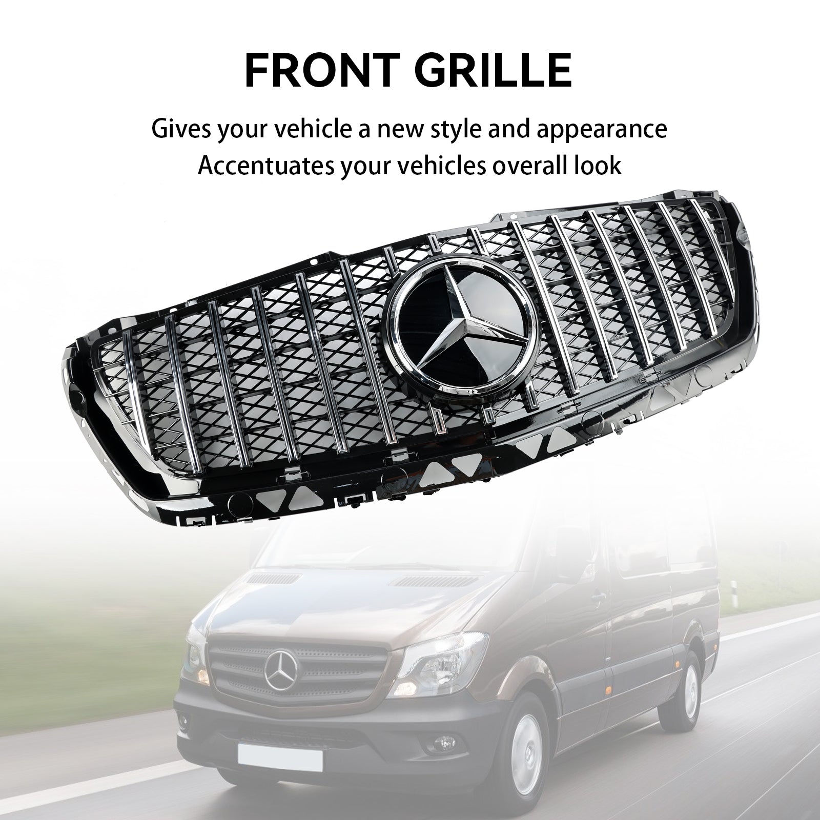 Parrilla delantera estilo AMG para Mercedes Benz Sprinter W906 1500 2500 3500 3500XD Facelift 2014-2018