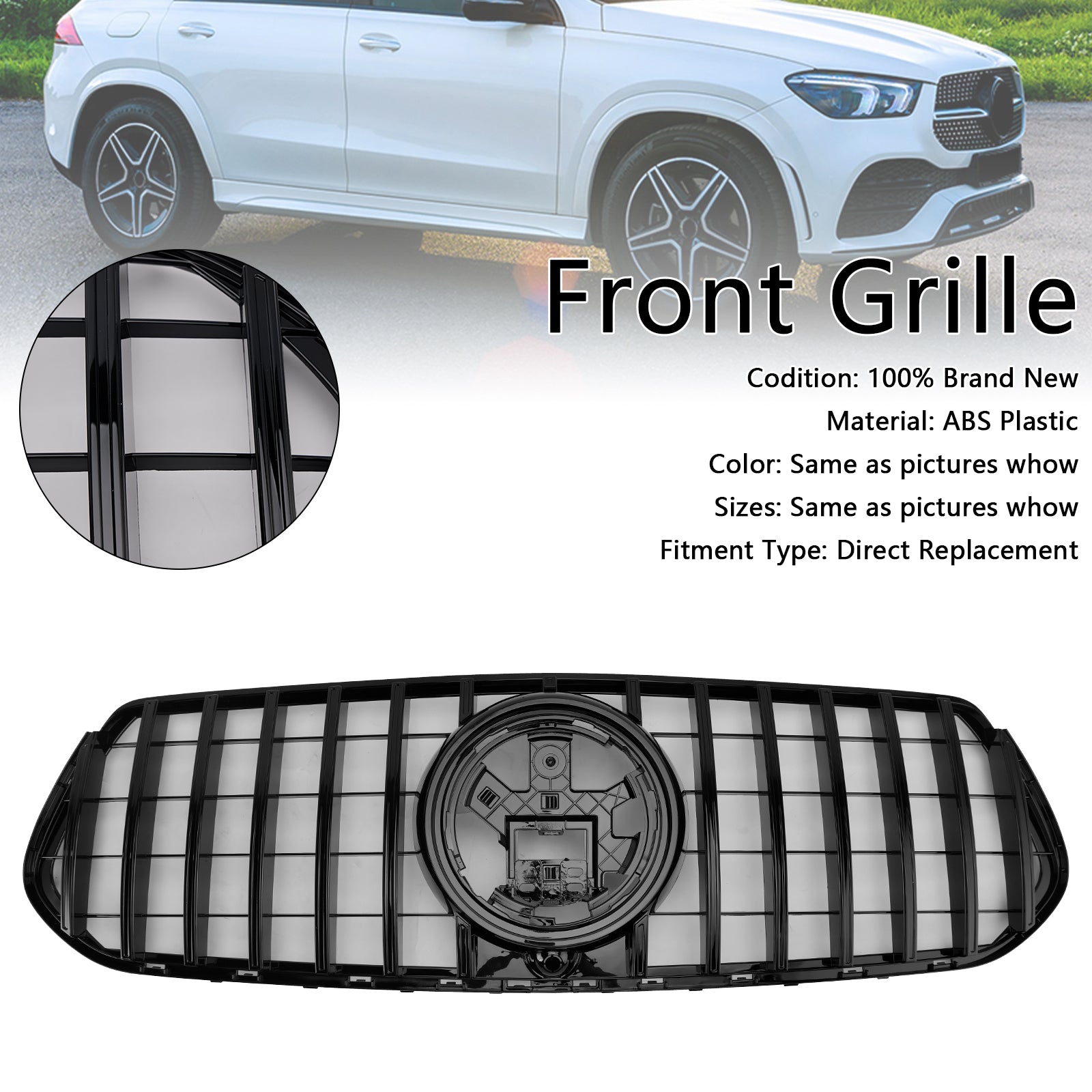 2019-2023 Mercedes Benz Gle Klasse C167 V167 GT Style Grill Front Stoßstange Glossy Black Kühlergrill