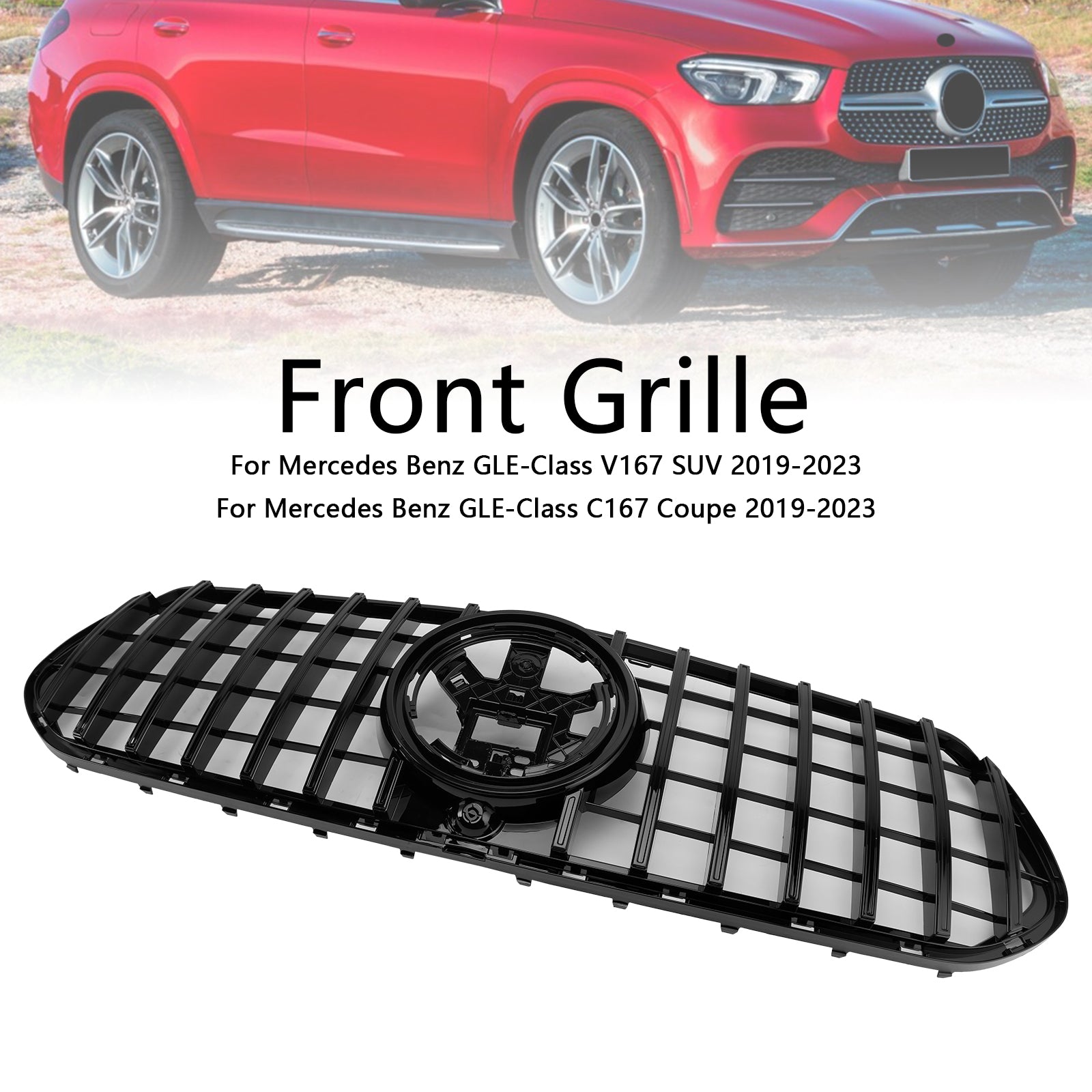 2019-2023 Mercedes Benz Gle Klasse C167 V167 GT Style Grill Front Stoßstange Glossy Black Kühlergrill